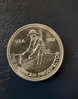 ENGELHARD 1987 "AMERICAN PROSPECTOR"  1 OZ 999 FINE SILVER ROUND