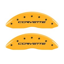 Mgp Fits 4 Caliper Covers Engraved Front Rear C6corvette Yellow Finish