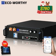 ECO-WORTHY 5120Wh 48V 100AH Server Rack LiFePO4 Lithium Battery UL1973 UL9540A