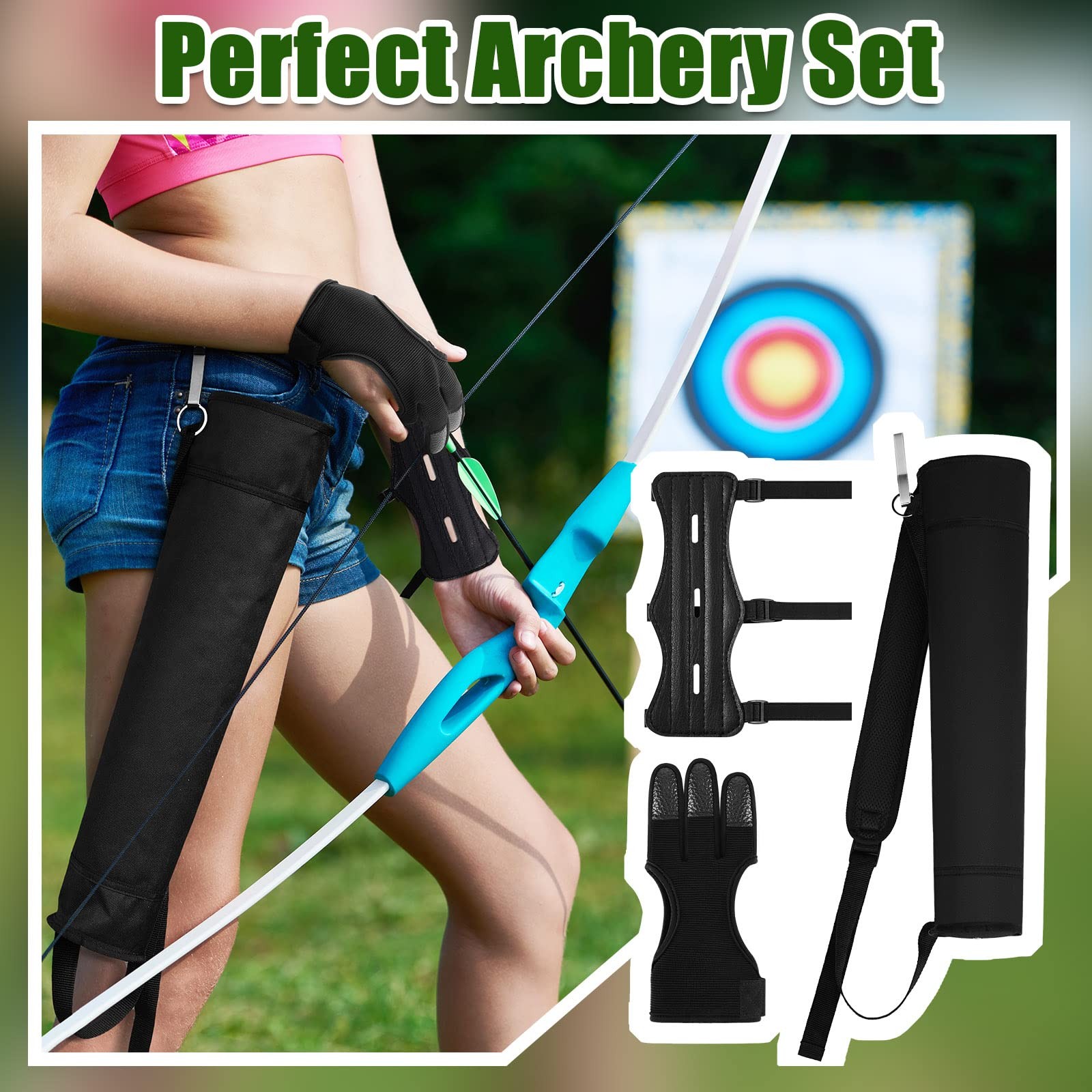 3 Pcs Archery Accessories Including Protective Archery Arm Guard Leather Padd...