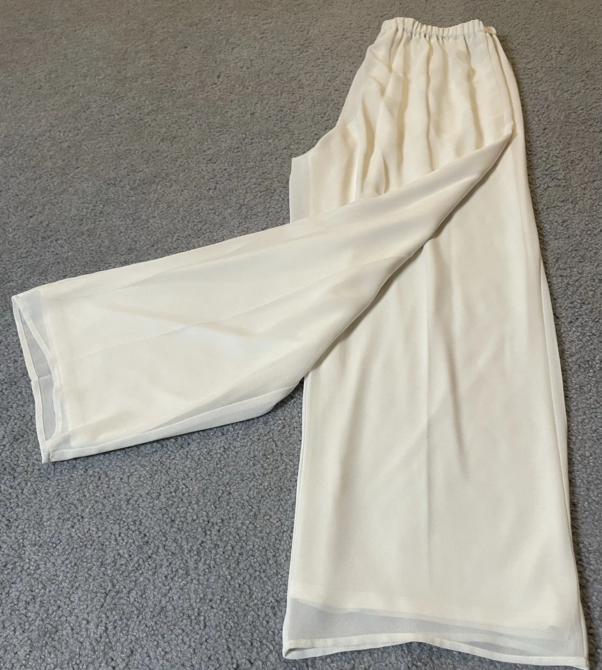 Pantalones de Gasa Roaman Años 90 Pierna Ancha Mujer 16W Crema Pull On Forrados Carrera Fiesta Foto 2 de 4