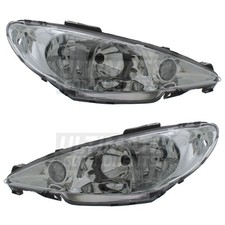 Peugeot 206 CC Headlights 2000-2007 Twin Reflector Headlamps 1 Pair Left & Right