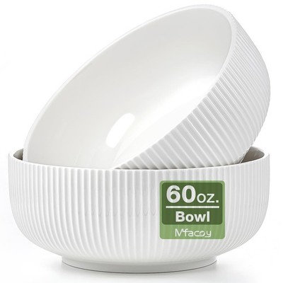 2 Pack Salad Bowl, 8 inch 60 oz Large Serving Bowl Set, Deep Bowl for Kitchen...