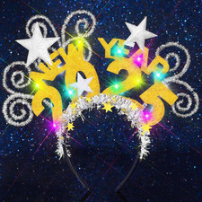 Light up 2025 Headband New Years Eve Crown Headpiece Cosplay Party Hair Accessor