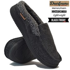MENS MEMORY FOAM SLIP ON SLIPPERS INDOOR FUR WARM COZY WINTER MOCCASIN MULE SIZE