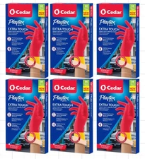 6 Pair O-Cedar Playtex Gloves Medium Extra Tough Rubber Gloves - Free shipping