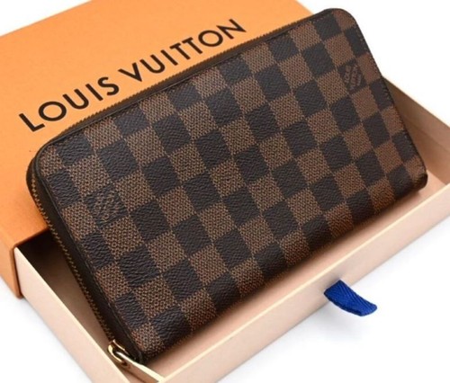 Authentic Louis Vuitton Damier Ebene Round Zippy Long Wallet