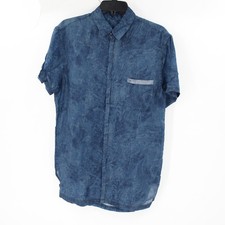 Emporio armani Shirt Men 15 3/4 40 Short Sleeve Button Up Blue Cupro lightweight