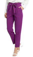 NWT Ann Taylor Ankle Pants Womens M (8) Fuscia High Rise Pleated Front Tie Waist