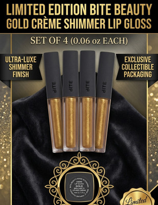Bite Beauty Gold Creme Shimmer Lip Gloss Limited Edition Makeup 0.06 oz Set of 4