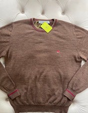 New ETRO Milano Pullover Wool Knit Logo Crew Neck Brown Sweater XL size