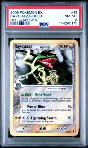 2005 POKEMON EX DELTA SPECIES #13 RAYQUAZA-HOLO PSA 8