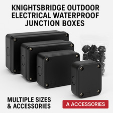 Knightsbridge IP66 Weatherproof Junction Box Enclosure – Grey/Black, S–XL