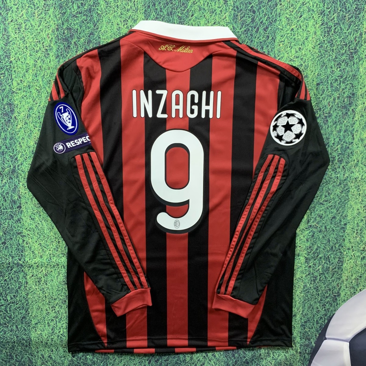 ACミラン INZAGHI 9番 シャツ 赤黒 2003-04 AC Milan Player Issue Home L/S Shirt Inzaghi #9