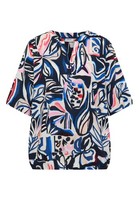 Cecil Bluse Kurzarm Multicolor Print Blau XS Damen Oberteil Shirt