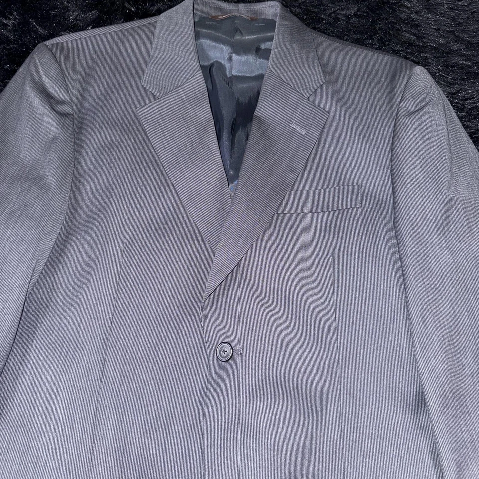 Perry Ellis Suit Mens 44R 34x32 Gray 2 Piece Jacket Pants Dress Business Office - Image 3 of 4