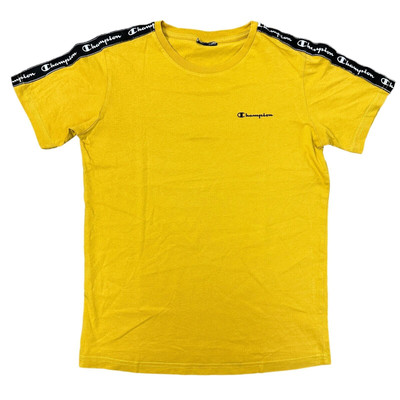 Champion T-Shirt Short Sleeve Tape Logo Yellow Womens Medium