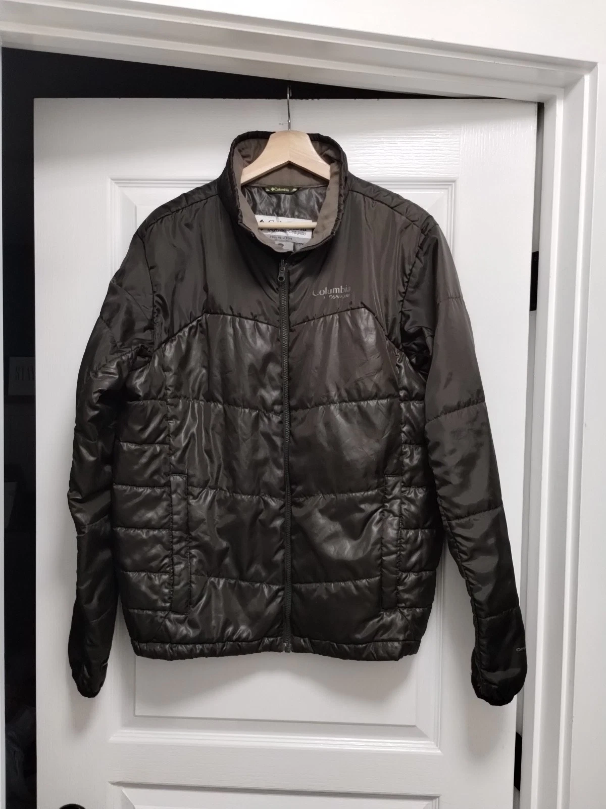 Columbia Titanium Omni Shield Puffer Jacket Full Zip Mens Size Large Wet Look
