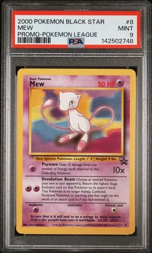 PSA 9 2000 Black Star League Promo Pokemon Card Mew 8 - MINT!