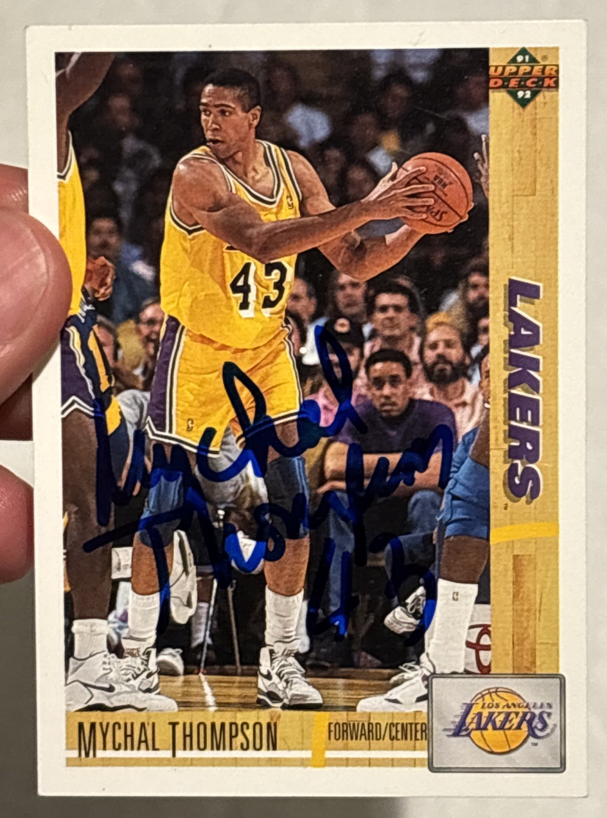 1991-1992 Upper Deck #150 Mychal Thompson Los Angeles Lakers Signed IP Auto