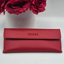 Guess Red Pebbled Faux Leather Magnetic Sunglasses Eyeglasses Case Logo Red