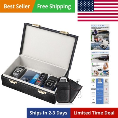 Faraday Box & 2 Pack Faraday Bag, 8.42'' x5.19'' x 2.76'' Faraday Key Fob Protec...