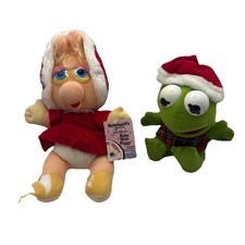 Miss Piggy and Kermit - Vintage 1987 McDonalds Plush Christmas Muppet Babies