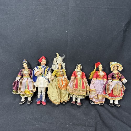 Lot 6 Vintage Greek Woman Man Doll Souvenir Traditional Costume Tsolia - Picture 2 of 4