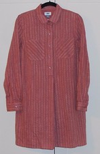 WOMEN'S OLD NAVY SALMON PRINT LONG SLEEVE SHIRT DRESS WITH SLIP - SIZE SMALL