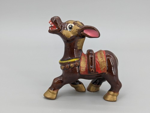 Napco Vintage 3.5" Ceramic Donkey Mule Burro Made in Japan Figure Brown - Picture 3 of 13