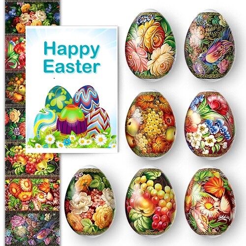 7 Adesivi Decorazione Uovo di Pasqua Manicotto Termoretraibile Avvolgente 52 Disegni Diversi - Foto 19 di 54