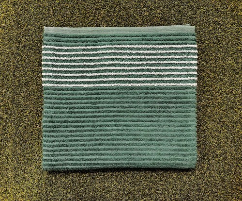 Large 22" x 44" Golf Tour Caddy Towel - White w/ Blue, Black, Red, Green Stripe - Picture 21 of 21