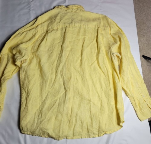 Tommy Bahama Mens Shirt Long Sleeve Yellow 100% Linen Size XL (A12) - Picture 5 of 8