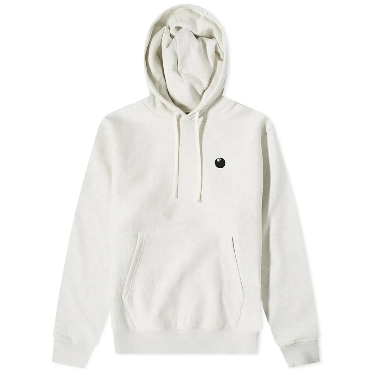 Stussy Ash Heather 8 Ball Embroidered Logo Hoodie Sweatshirt