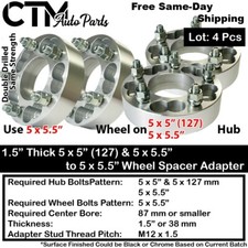 4x 1.5 Thick 5x5.5 To 5x5.5 87 Cb Wheel Adapter Spacer Dakotadurangoram1500