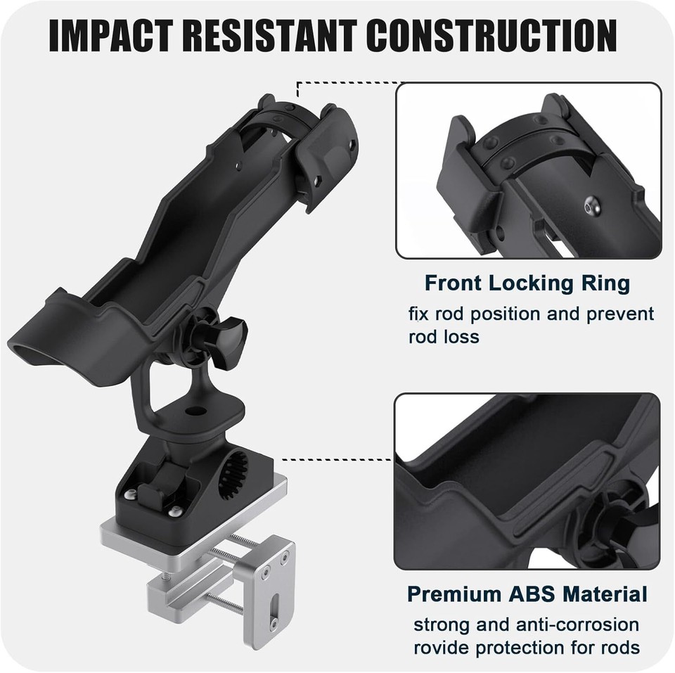 Combo Mount Fishing Rod Holders - 360 Degree Adjustable Boat Rod Rack ...
