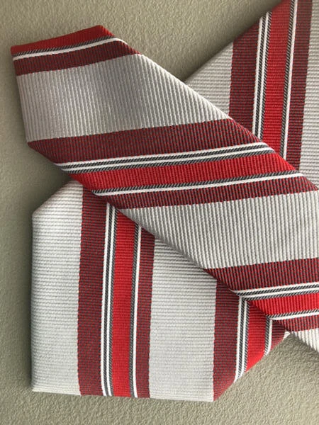 GENESIS EUC Gris Marrón Rojo Rayas Seda 60 x 31/4 Foto 4 de 4