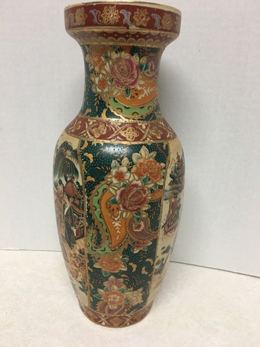 Jarrón geisha estilo satsuma chino porcelana vintage Zhong Guo Zhi Zao 12" - Imagen 3 de 10