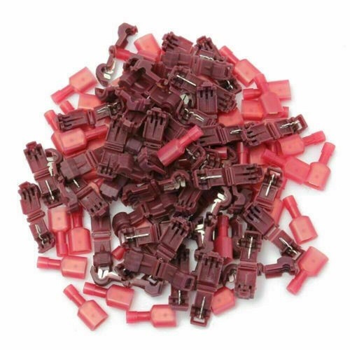 50PCS Electrical T Type Quick Splice Crimp Terminal Cable Wiring Connectors Red - Picture 2 of 5