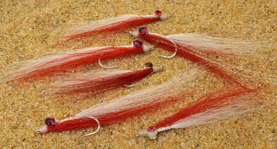 6ct - Red & White Clouser Minnow Flies - Mustad Saltwater Duratin Hooks - Image 2 of 2