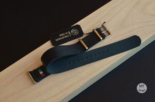 18/19/20/21/22 mm Cinturino artigianale nero tipo militare pelle stampa Epsom