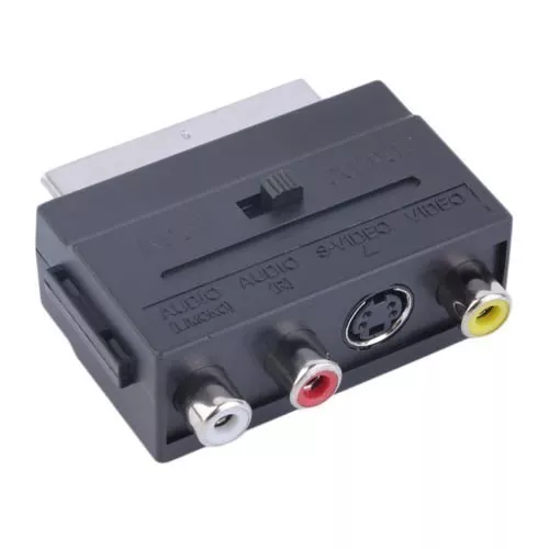 USA SCART To 3 RCA Composite Phono with SVHS S-Video Adaptor In / Out Switch FR