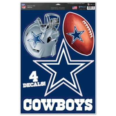 DALLAS COWBOYS 4 PIECE MULTI-USE DECALS 11''X17'' SHEET WINDOWS CORN HOLE NFL