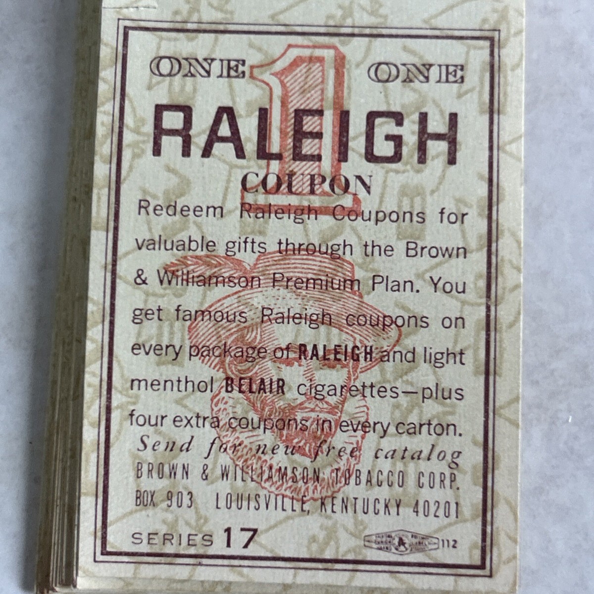 Full Book Of 100 Vintage Raleigh Cigarette Coupons Series 9, 16, 17, A,  B,YY, ZZ