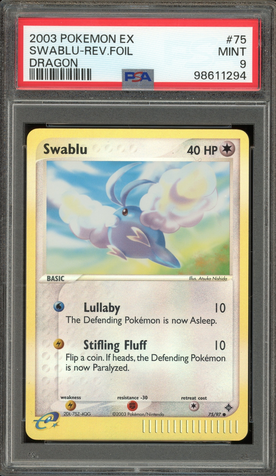 Pokemon Swablu EX Dragon Reverse Holo #75 PSA 9 Mint