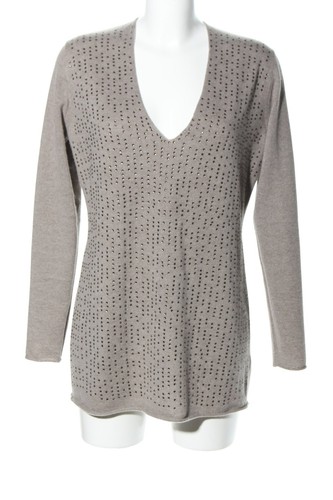 Pull H&M Col En V Gris Clair - Taille EU 36 - Coupe Ample Style Décontracté - Très Bon état