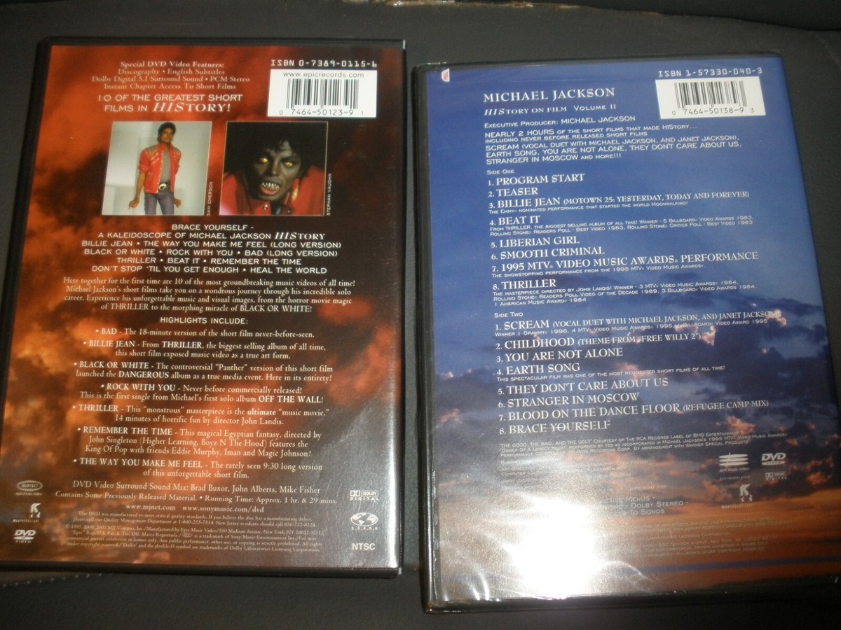 Lot of 2 Michael Jackson History on Film DVD DVDs NEW Vol 2