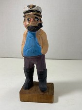 Hand Carved Wooden Fisherman Sailor Sea Captain 6.5  Figure