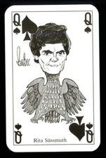 1 x playing card Rita Sussmuth - caricature - Queen Spades R041