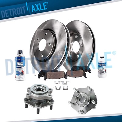 Front Disc Rotors Brake Pads + Wheel Bearing & Hubs for 2013-2017 Nissan Sentra
